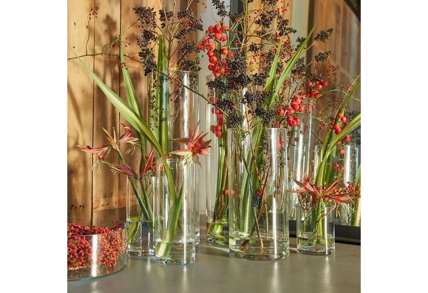 Hakbijl Glass Dekovase Zylinder Transparent Geschliffener Rand