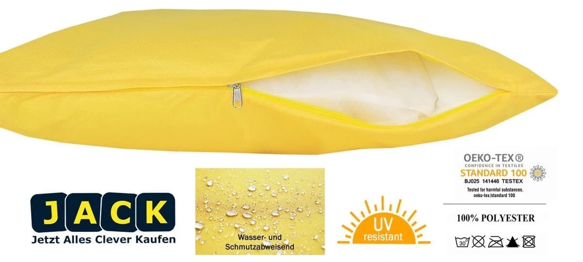 JACK Dekokissen Outdoor Lounge Kissen 30x50cm Gelb Wasserfest - Bild 3