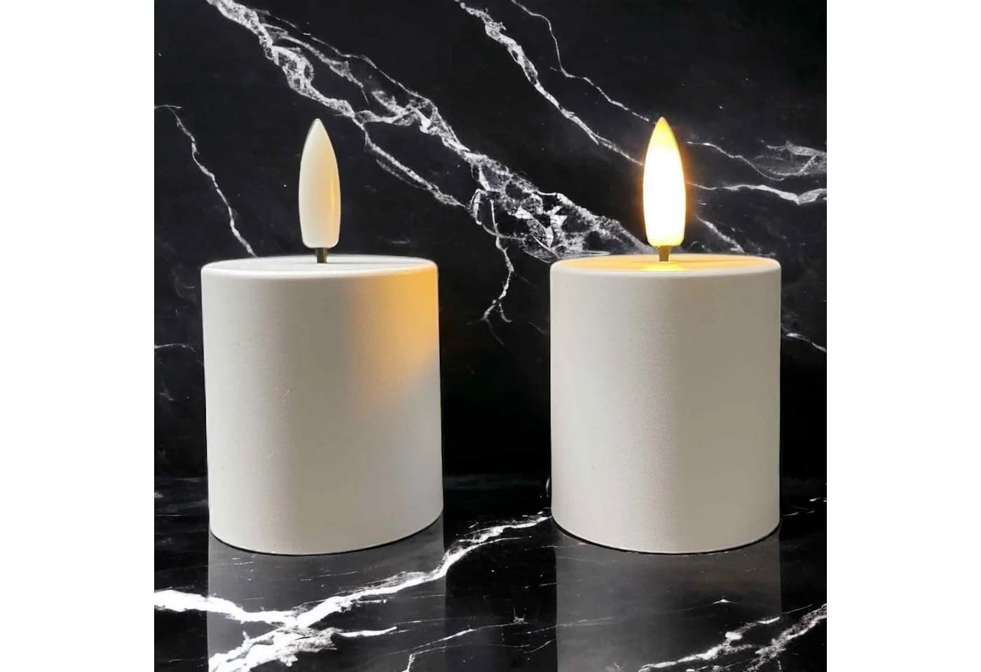 Coen Bakker Deco BV LED-Kerze Votive Candles 2-tlg. Weiß 3D Flamme 6/18h Timer - Bild 4