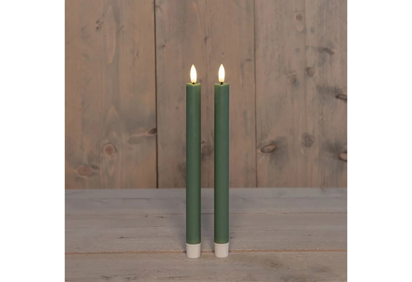 Coen Bakker Deco BV LED-Stabkerzen 2er Set Grün 3D-Flammeneffekt
