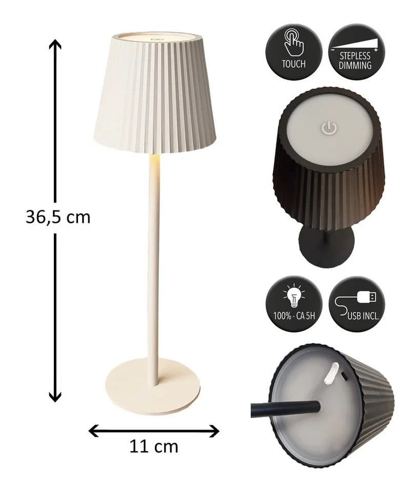 Coen Bakker Deco BV LED Tischleuchte Touch Dimmbar Akku IP44 Beige - Bild 3