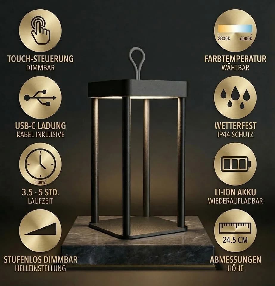 Coen Bakker Deco BV LED Tischleuchte Touch dimmbar Sand - Bild 5