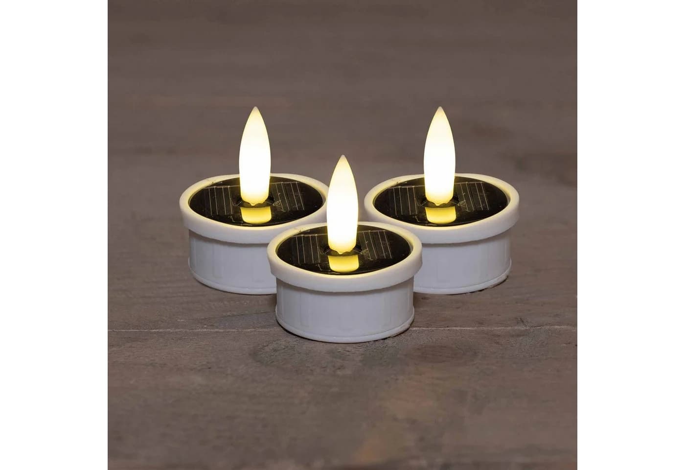 Coen Bakker Deco BV Solar-Teelichter 3er Set Weiß mit 3D-Flamme