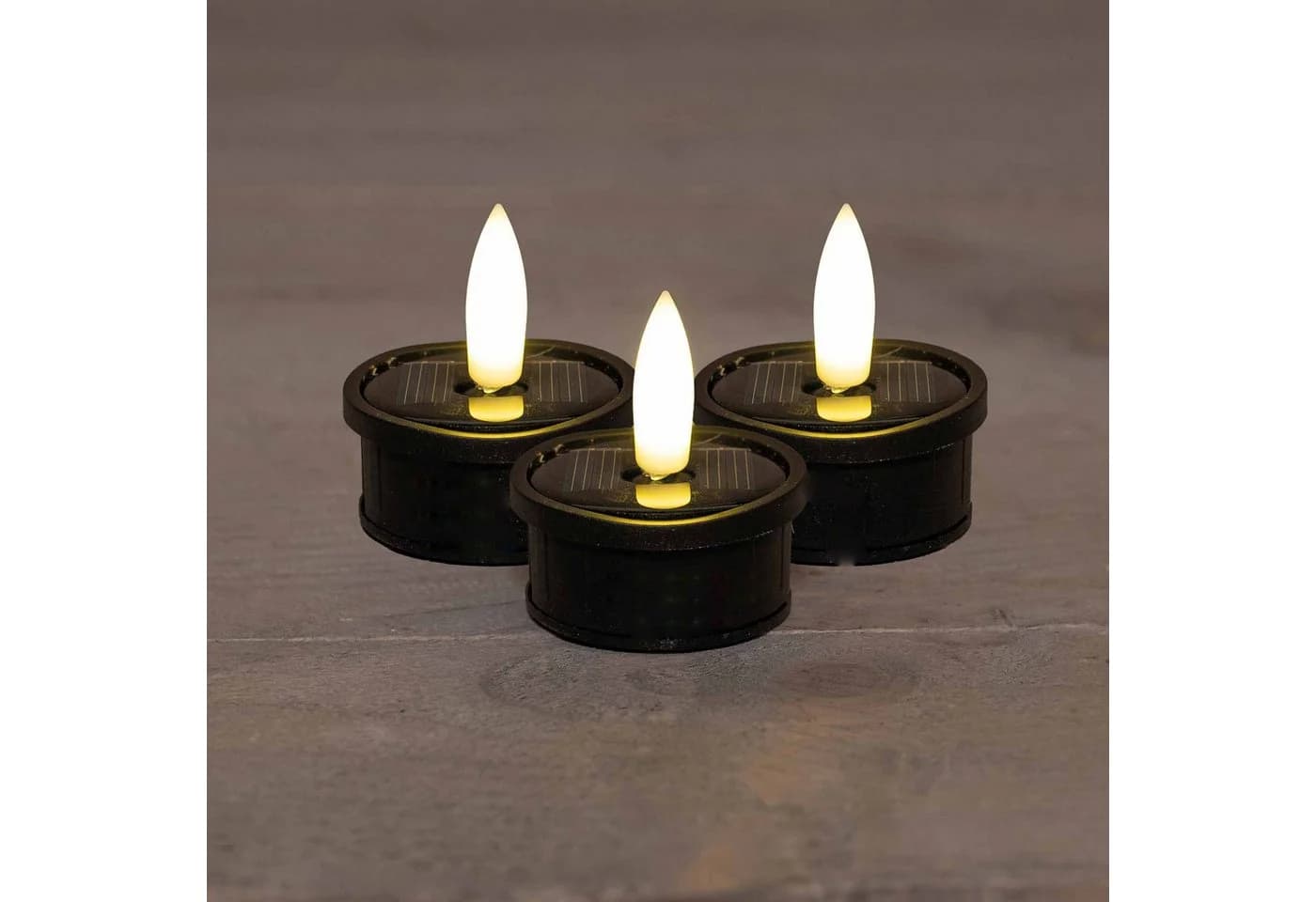 Coen Bakker Deco BV LED-Kerze 3er Set Solar Teelichter Schwarz Flackernd