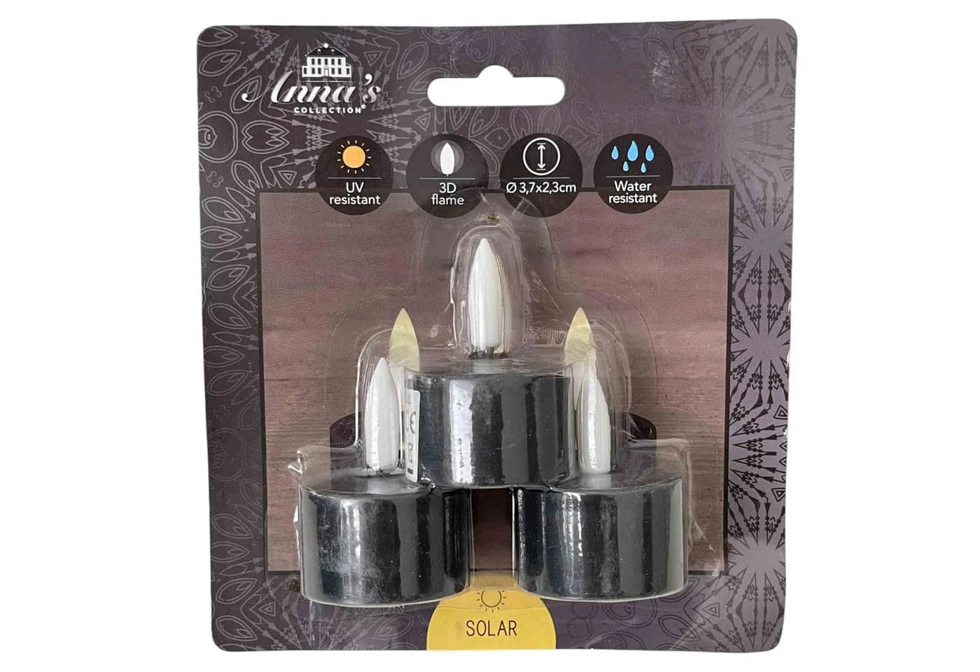 Coen Bakker Deco BV LED-Kerze 3er Set Solar Teelichter Schwarz Flackernd - Bild 3