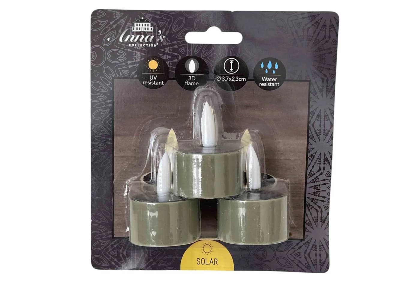 Coen Bakker Deco BV Solar-Teelichter 3er Set Oliv Grün Flackernd - Bild 3