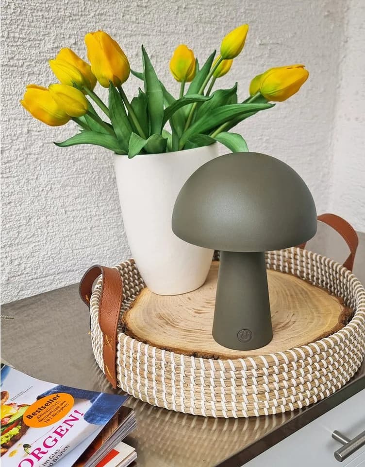 Coen Bakker Deco BV LED Tischlampe Pilzform Dimmbar Akku IP44 Braun