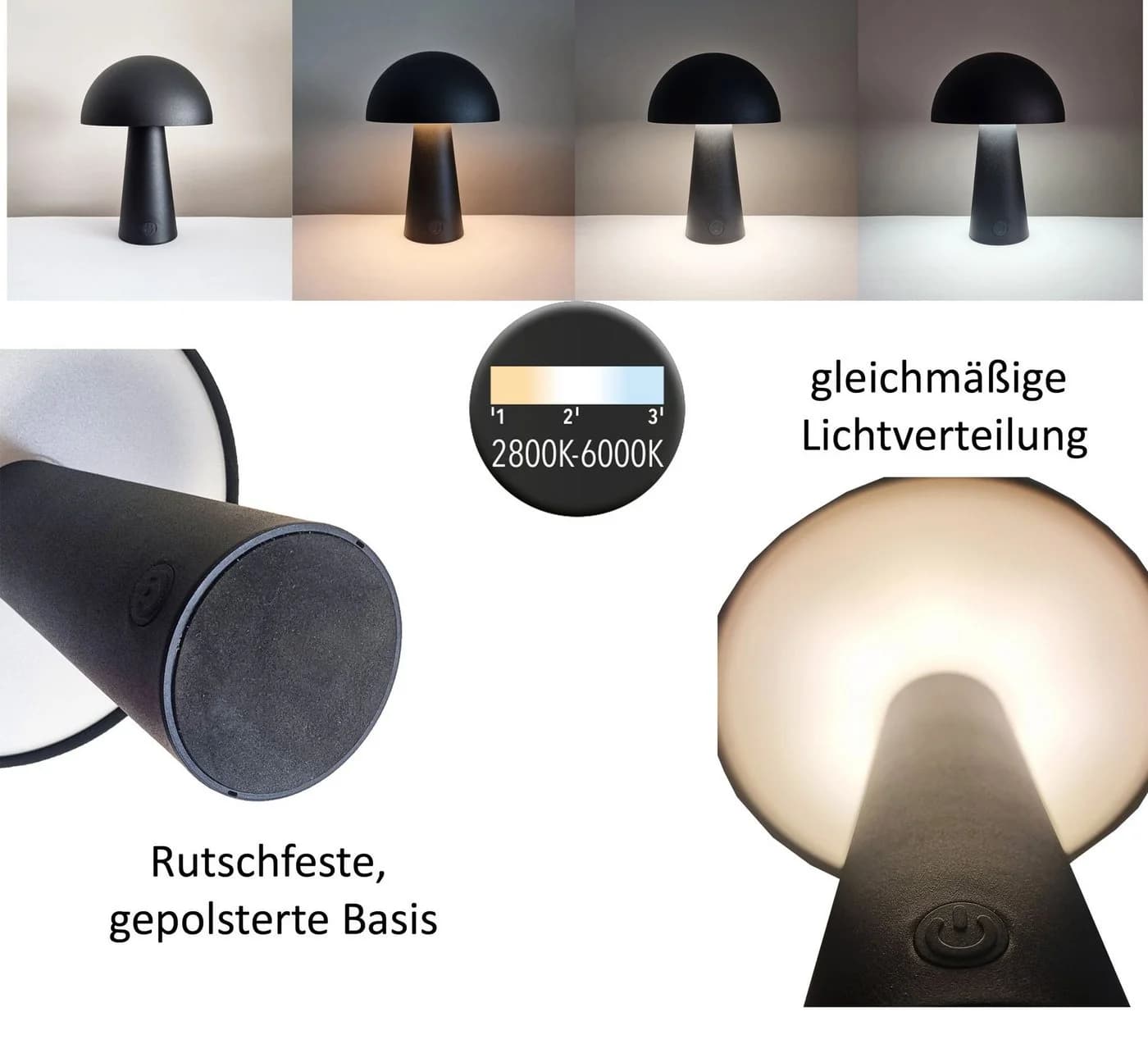 Coen Bakker Deco BV LED Tischlampe Pilzform Dimmbar Akku IP44 Braun - Bild 5