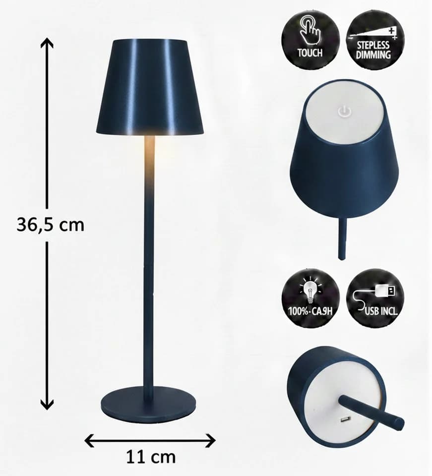 Coen Bakker Deco BV LED Tischlampe Touch Dimmbar Blau IP44 - Bild 3