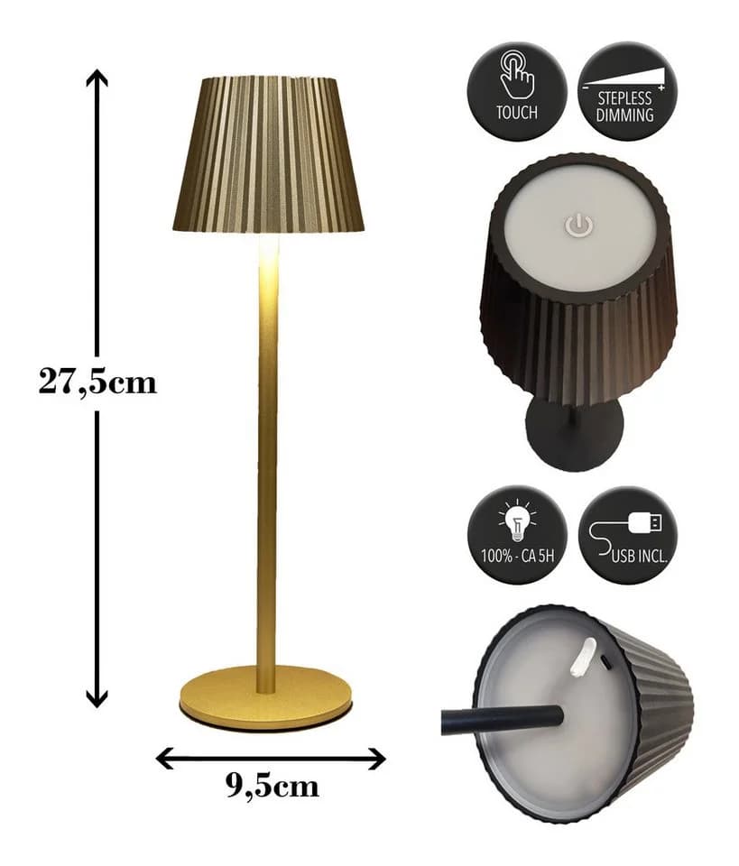 Coen Bakker Deco BV LED Tischleuchte Touch Dimmbar Akku Gold - Bild 3