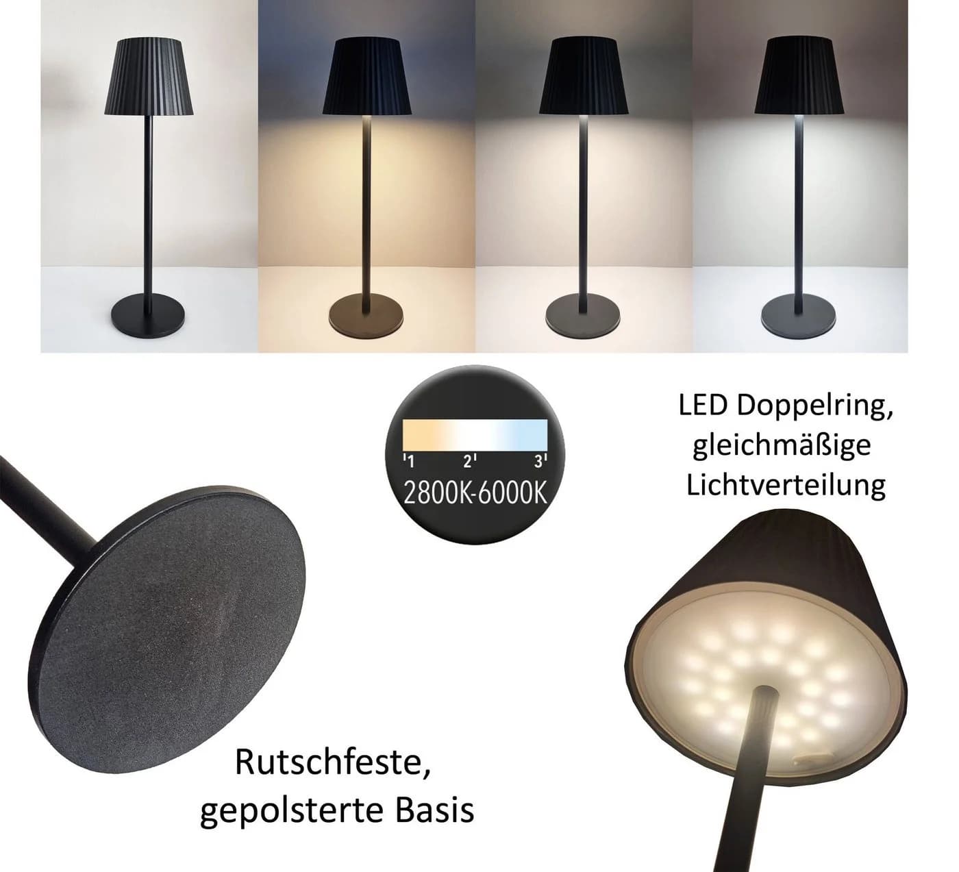 Coen Bakker Deco BV LED Tischleuchte Touch Dimmbar Akku Gold - Bild 5