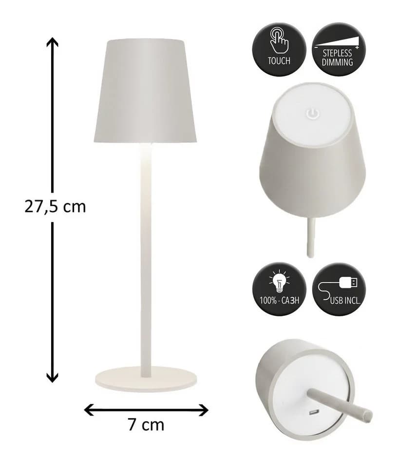 Coen Bakker Deco BV LED Tischlampe Touch Dimmbar Akku IP44 Weiß - Bild 2