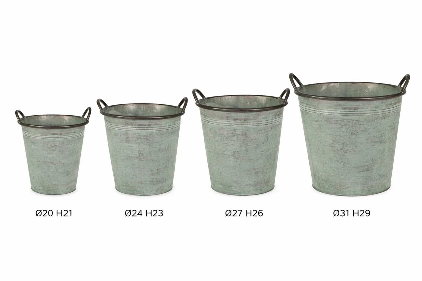 finehomegarden Pflanzkübel Eimer mit Griff Metall Grün - Bild 3