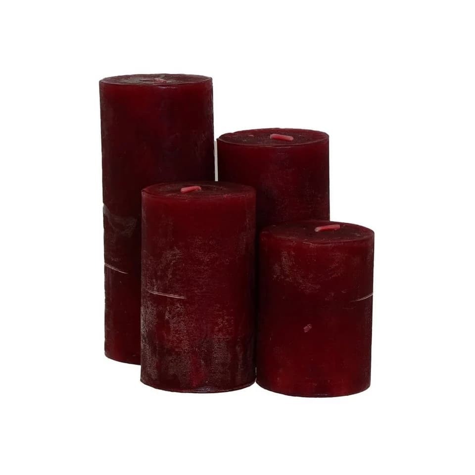 B&S Stumpenkerze Frost 4er Set Bordeaux