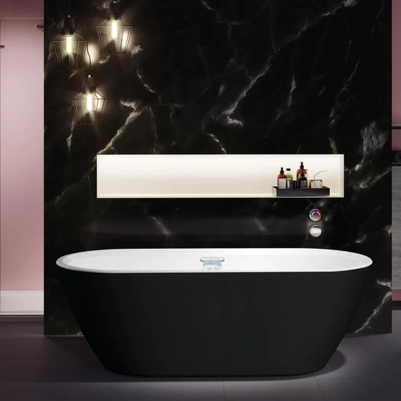 Riho Badewanne Inspire freistehend 180 cm schwarz matt/weiß