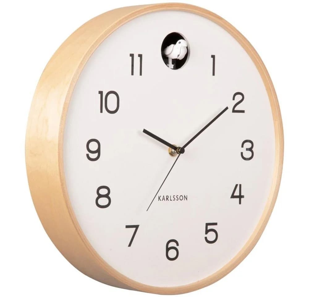 Karlsson Wanduhr Natural Cuckoo Birke Weiß