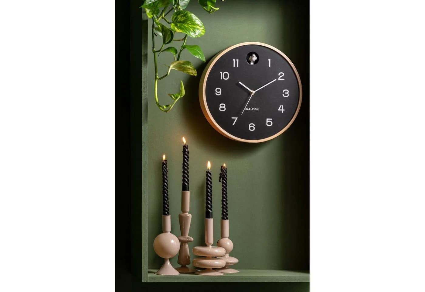 Karlsson Wanduhr Natural Cuckoo Birkenholz Schwarz - Bild 5