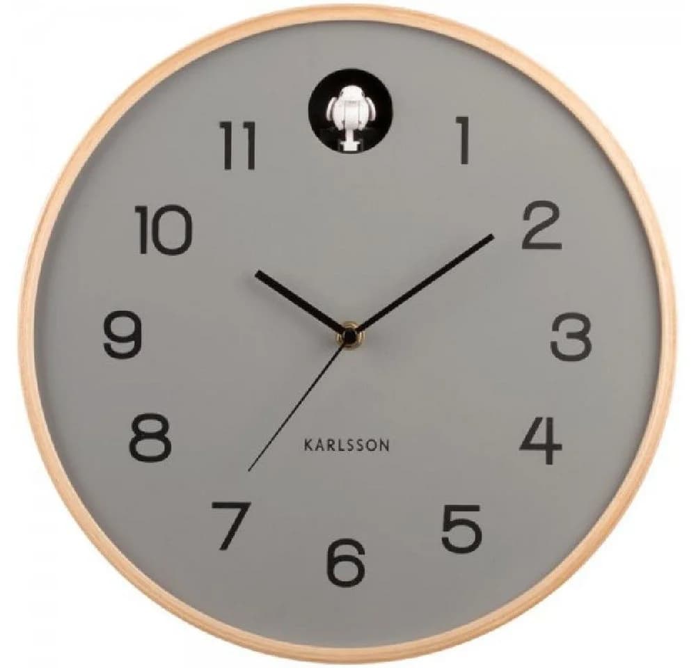 Karlsson Wanduhr Natural Cuckoo Birch Wood Mouse Grey - Bild 2