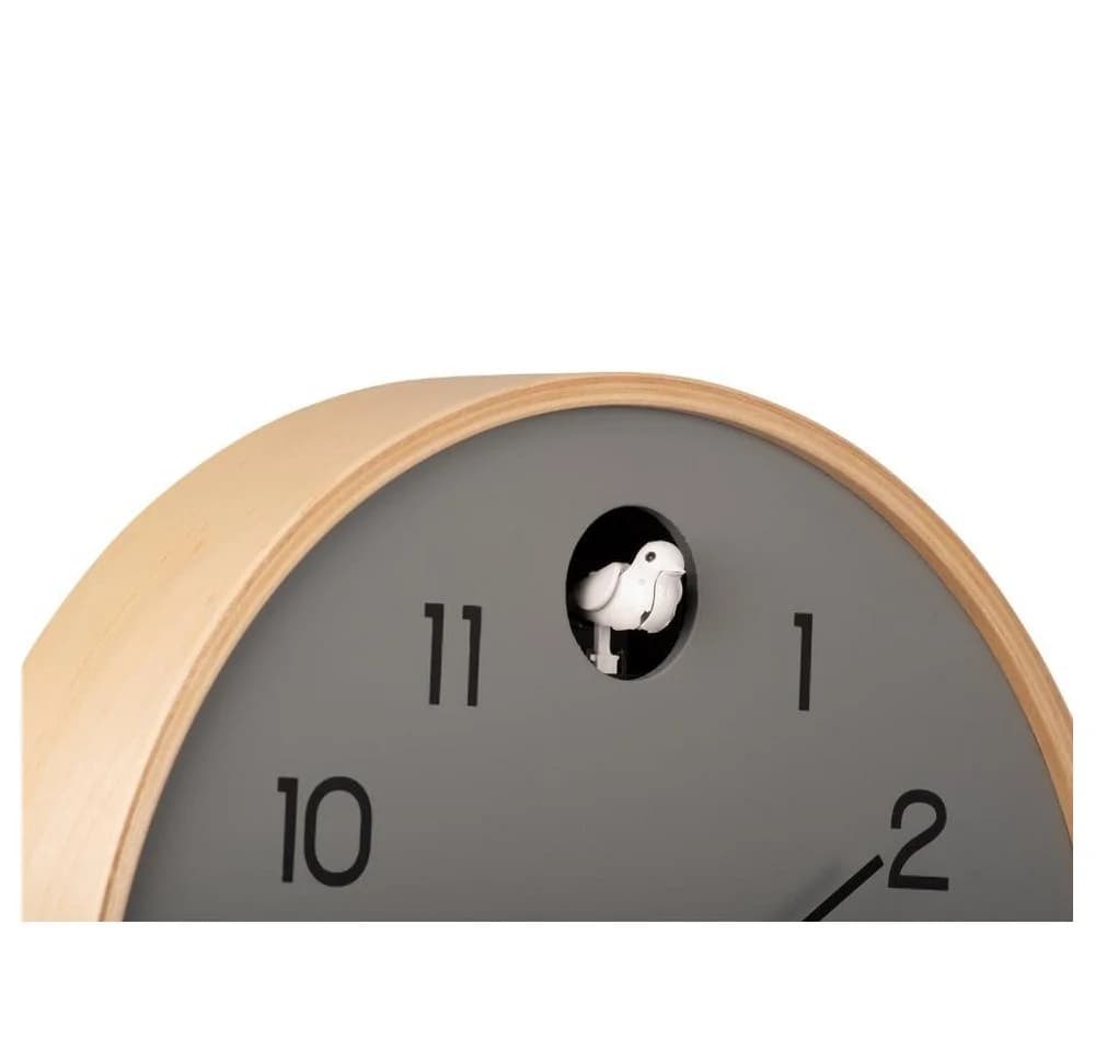 Karlsson Wanduhr Natural Cuckoo Birch Wood Mouse Grey - Bild 4