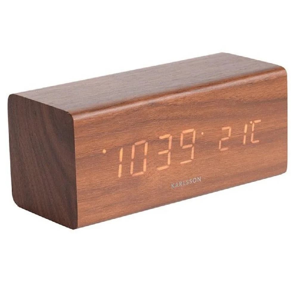 Karlsson Uhr Wecker Block Dark Wood White - Bild 2