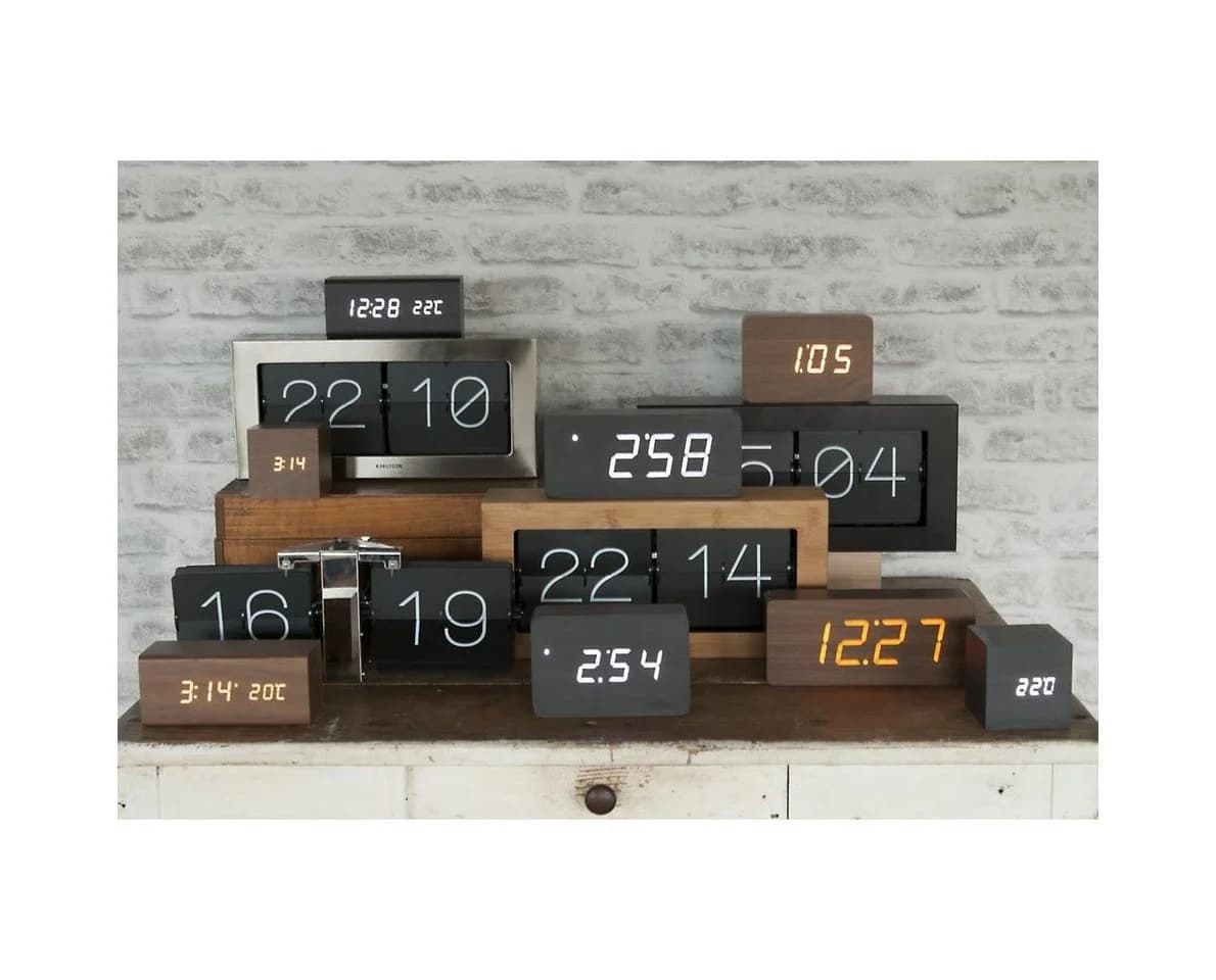 Karlsson Uhr Wecker Block Dark Wood White - Bild 3