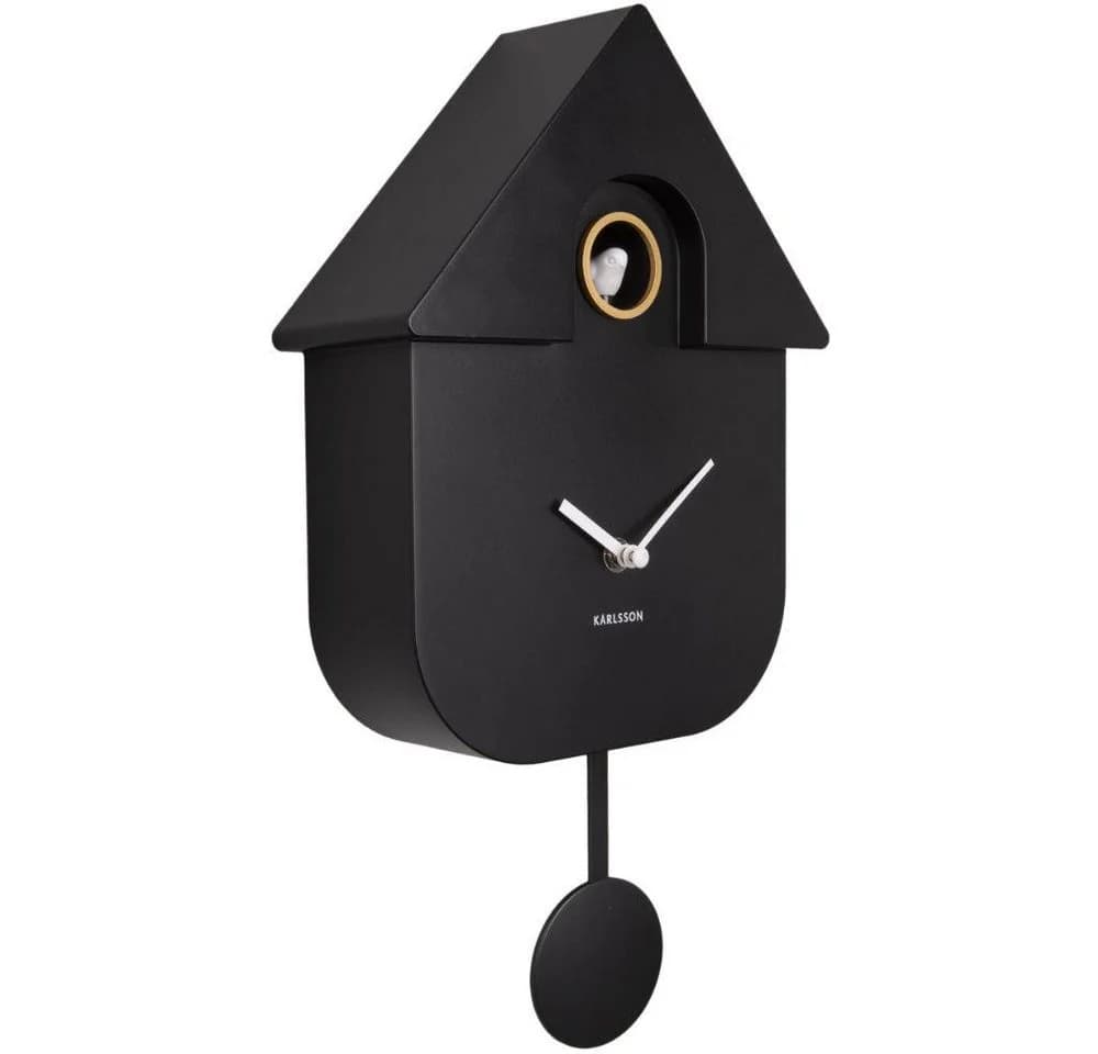 Karlsson Wanduhr Modern Cuckoo Schwarz Kunststoff 30cm