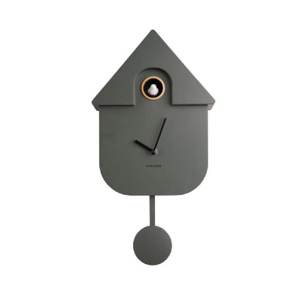 Karlsson Wanduhr Modern Cuckoo Olivgrün Kunststoff