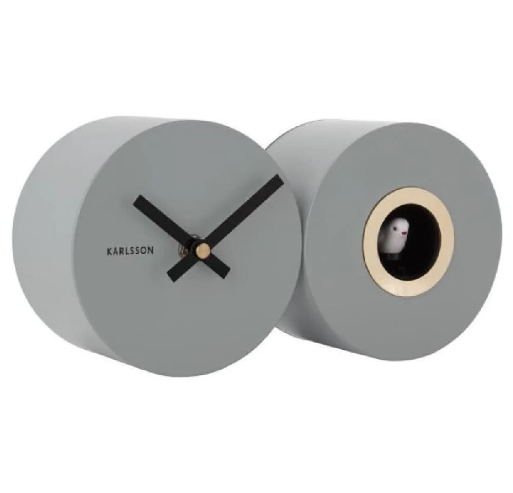 Karlsson Wanduhr Duo Cuckoo Matt Mouse Grey