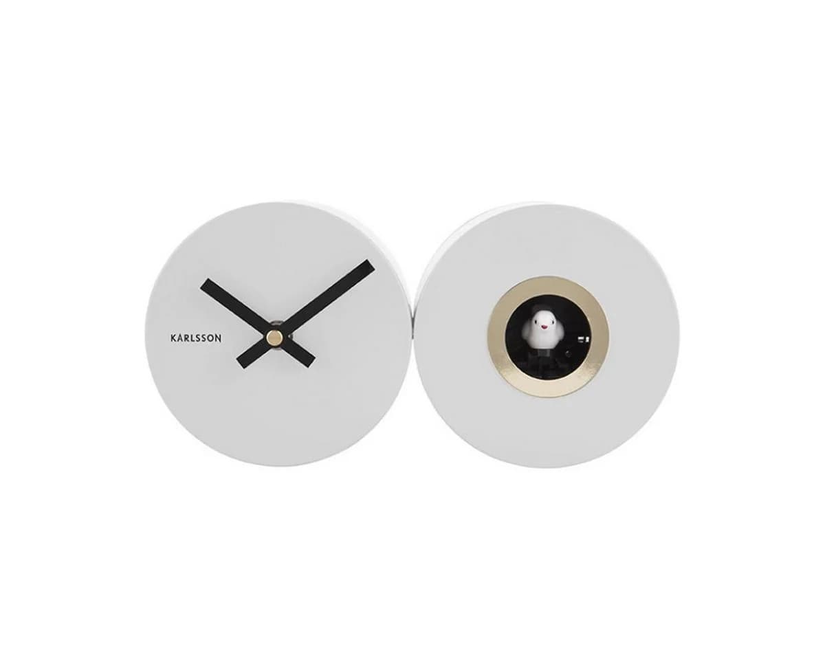 Karlsson Wanduhr Duo Cuckoo Matt Weiß