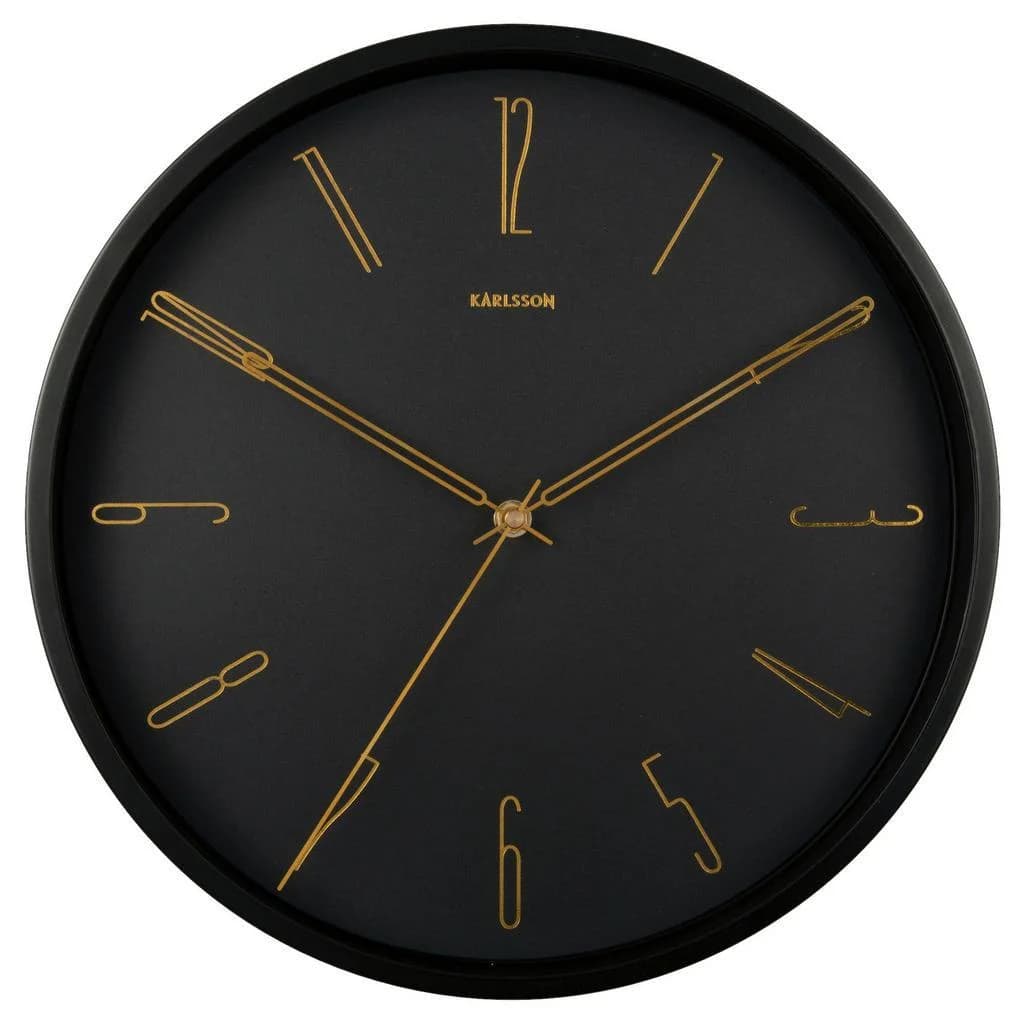 Karlsson Wanduhr Belle Schwarz Gold Metall