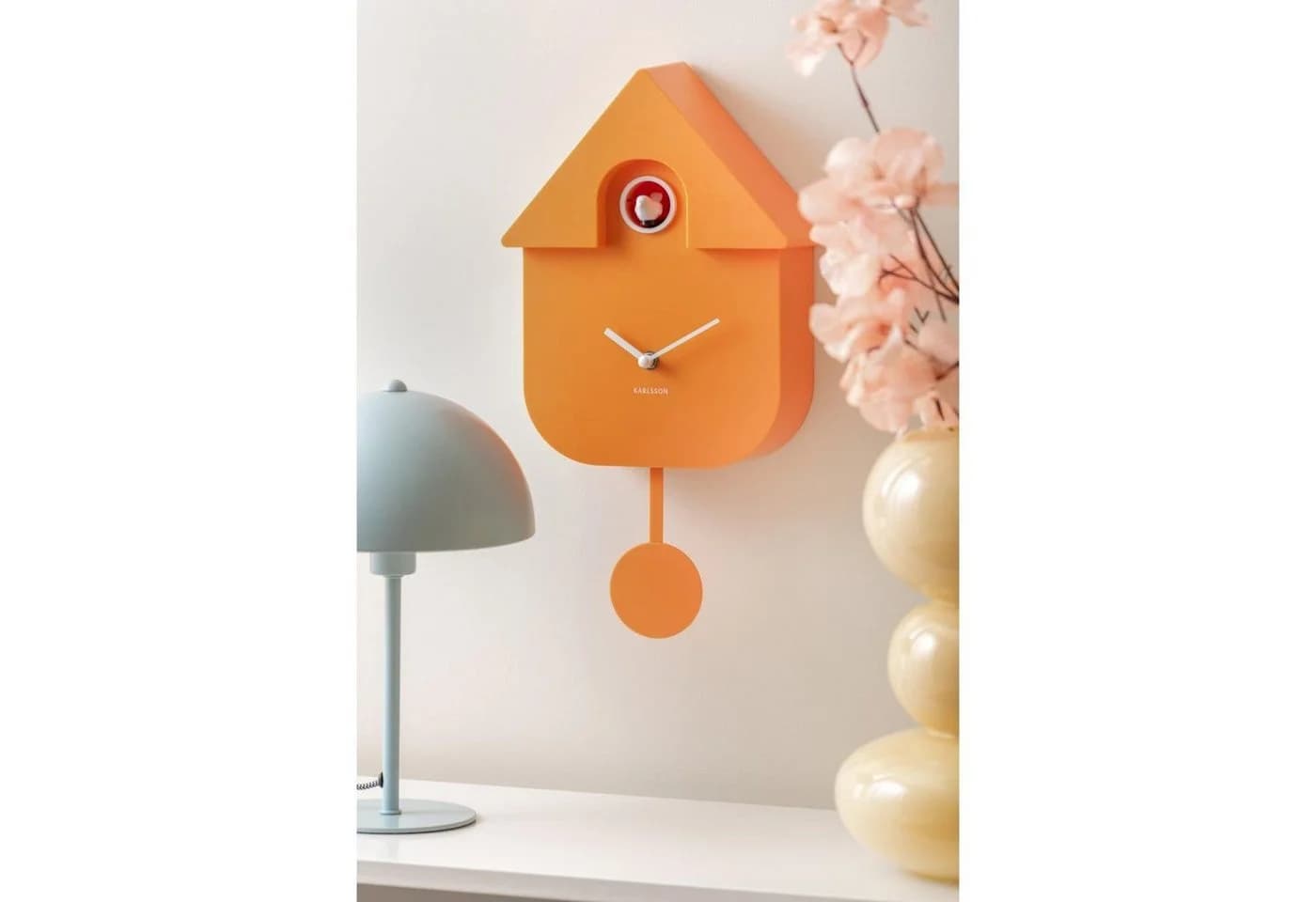 Karlsson Wanduhr Modern Cuckoo Soft Orange