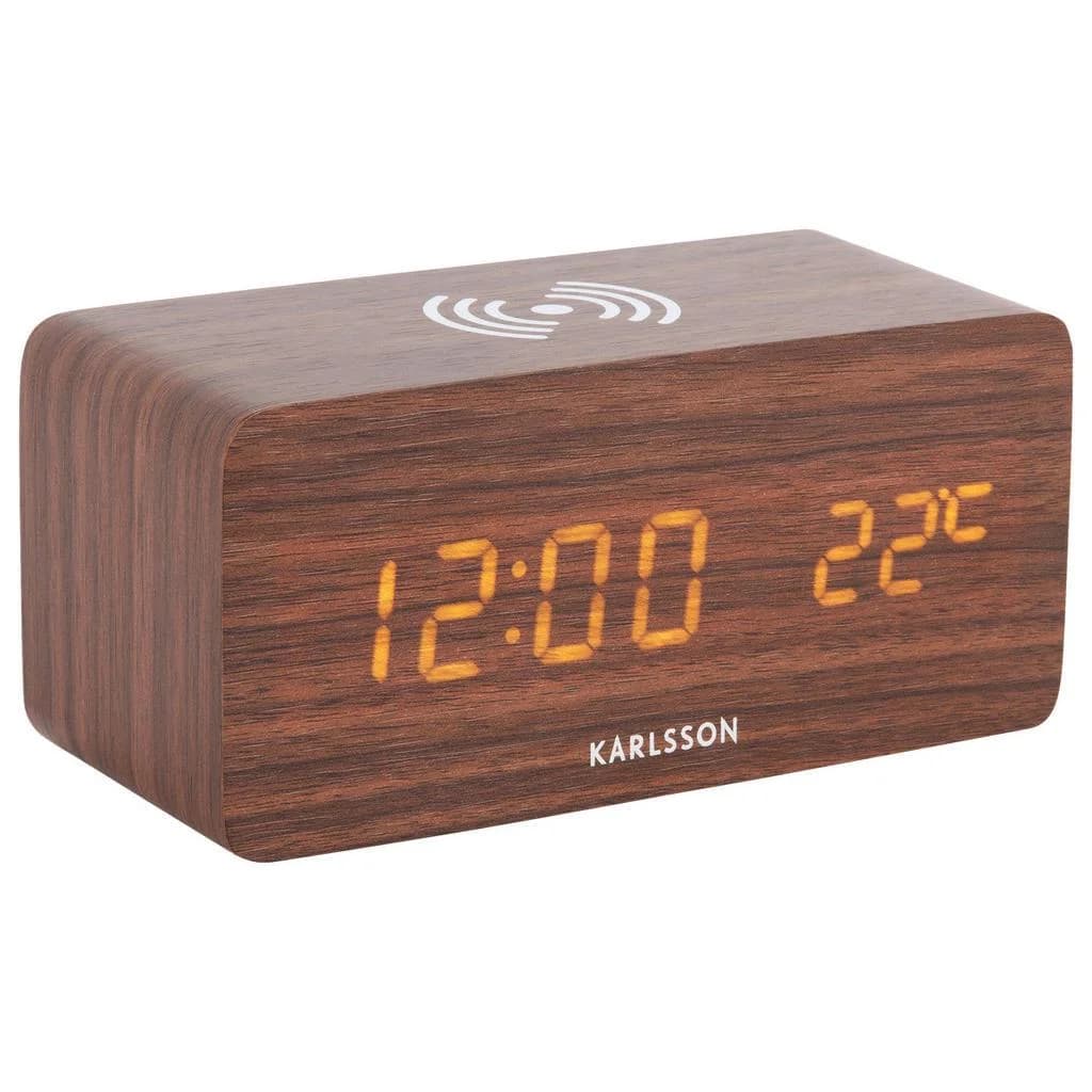 Karlsson Wecker Clock Block Braun Weckfunktion 3D-Zahlen