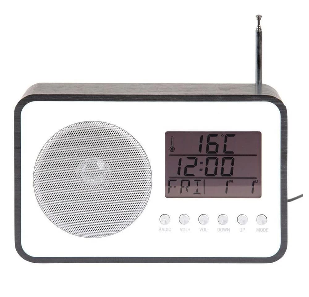 Karlsson Radiowecker Schwarz Holz mit FM Radio
