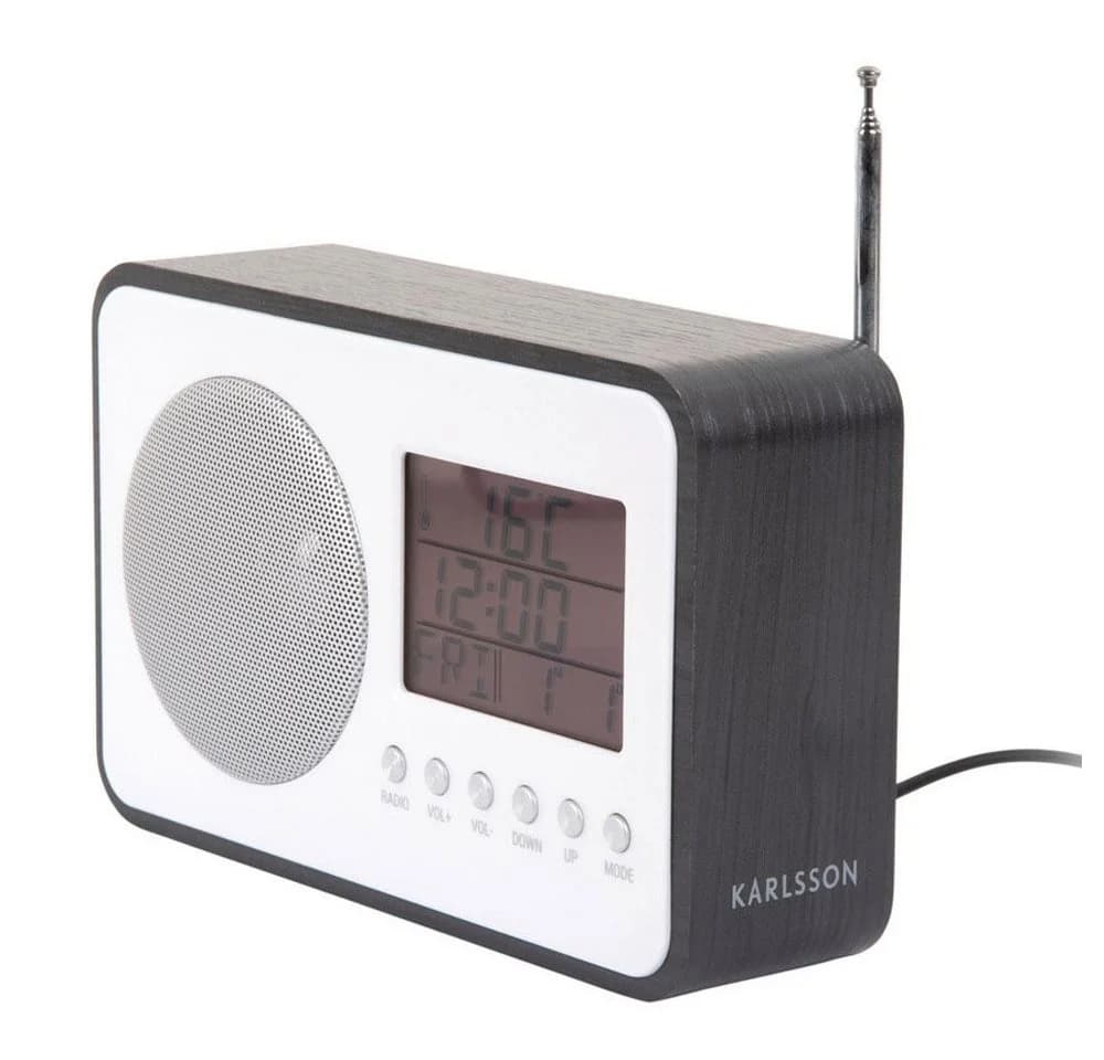 Karlsson Radiowecker Schwarz Holz mit FM Radio - Bild 3