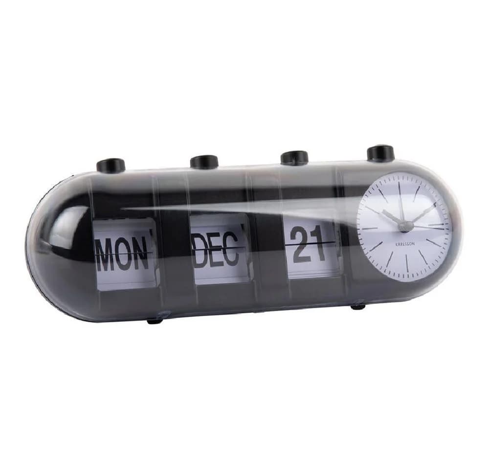 Karlsson Retro Tube Wecker mit Flip-Kalender Schwarz