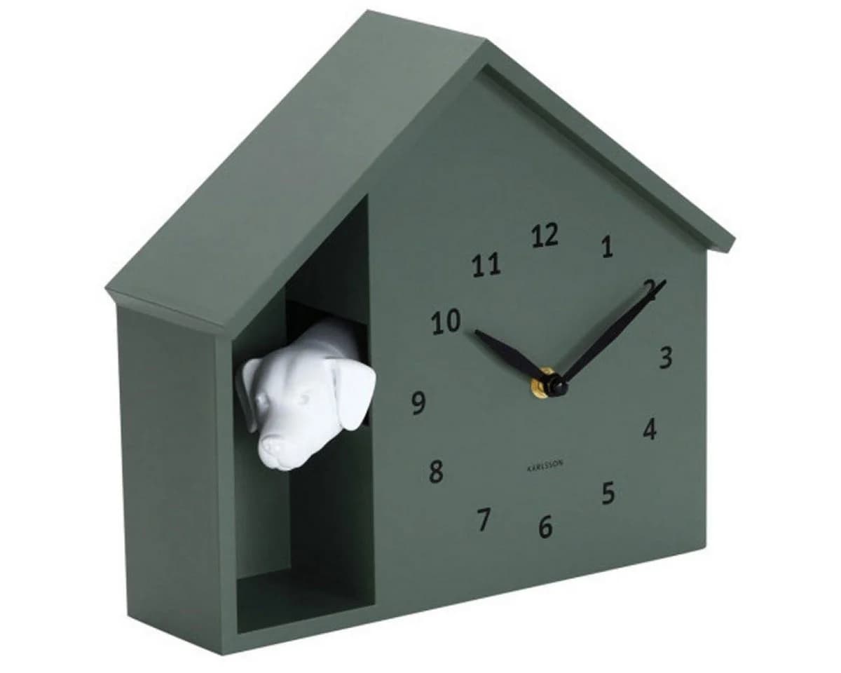 Karlsson Wanduhr Peeking Doggy Waldgrün Kunststoff - Bild 2
