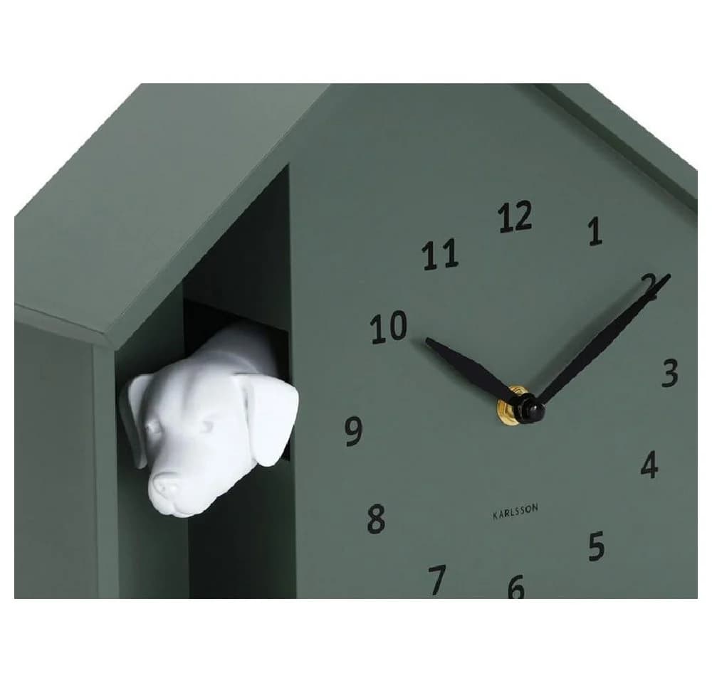 Karlsson Wanduhr Peeking Doggy Waldgrün Kunststoff - Bild 3