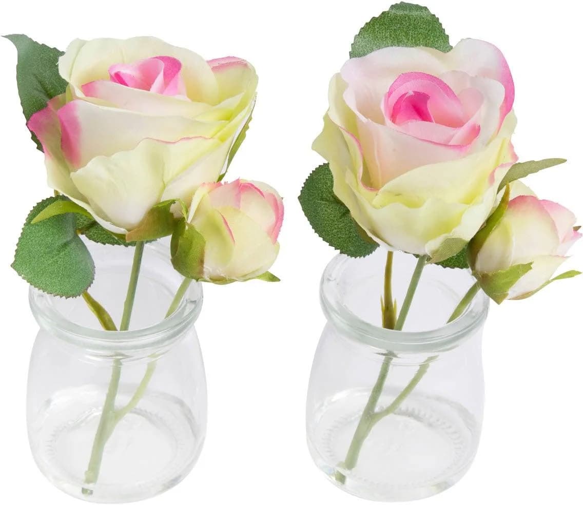 Kunstblume BOTANIC-HAUS Rose im Glas Beige