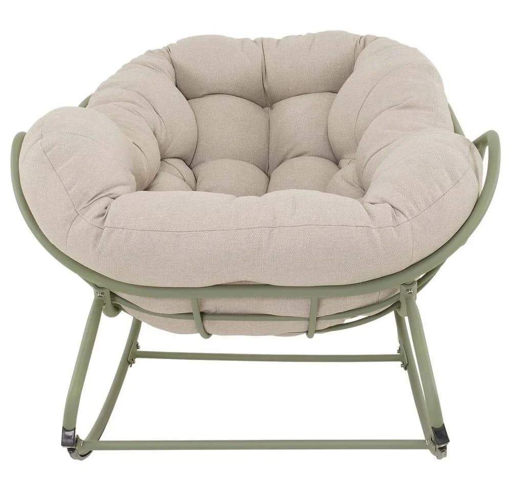 Lesli Living Schaukelstuhl COZY Beige/Grün Aluminium