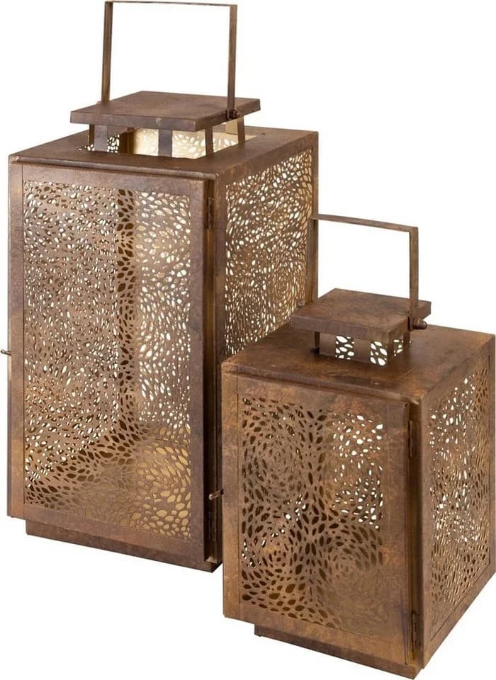 Lesli Living Bodenwindlicht 2er Set Laterne Windlicht SPOT Metall Antik-Stil - Bild 2