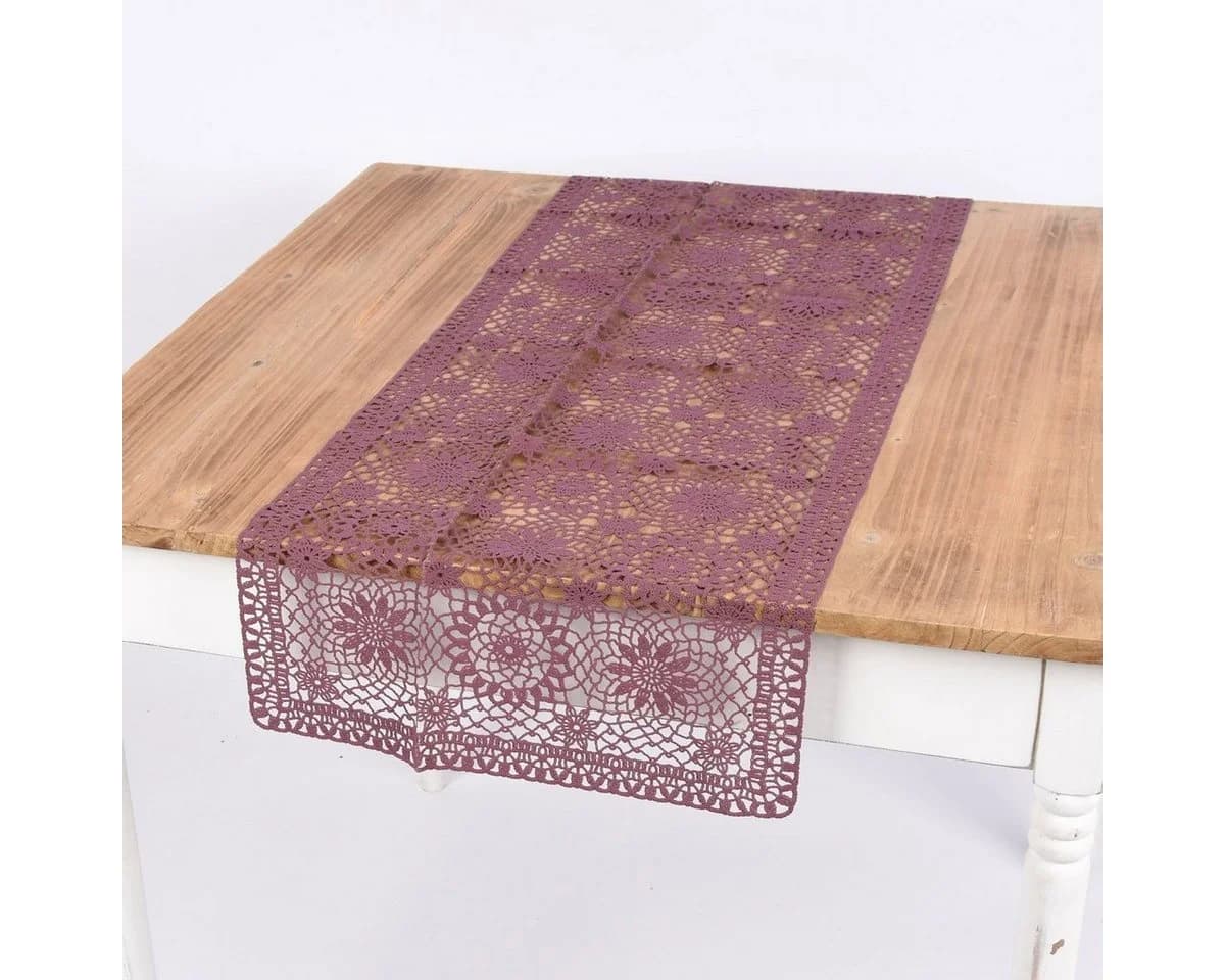 Tischläufer Häkelspitze Amira cassis 40x150cm