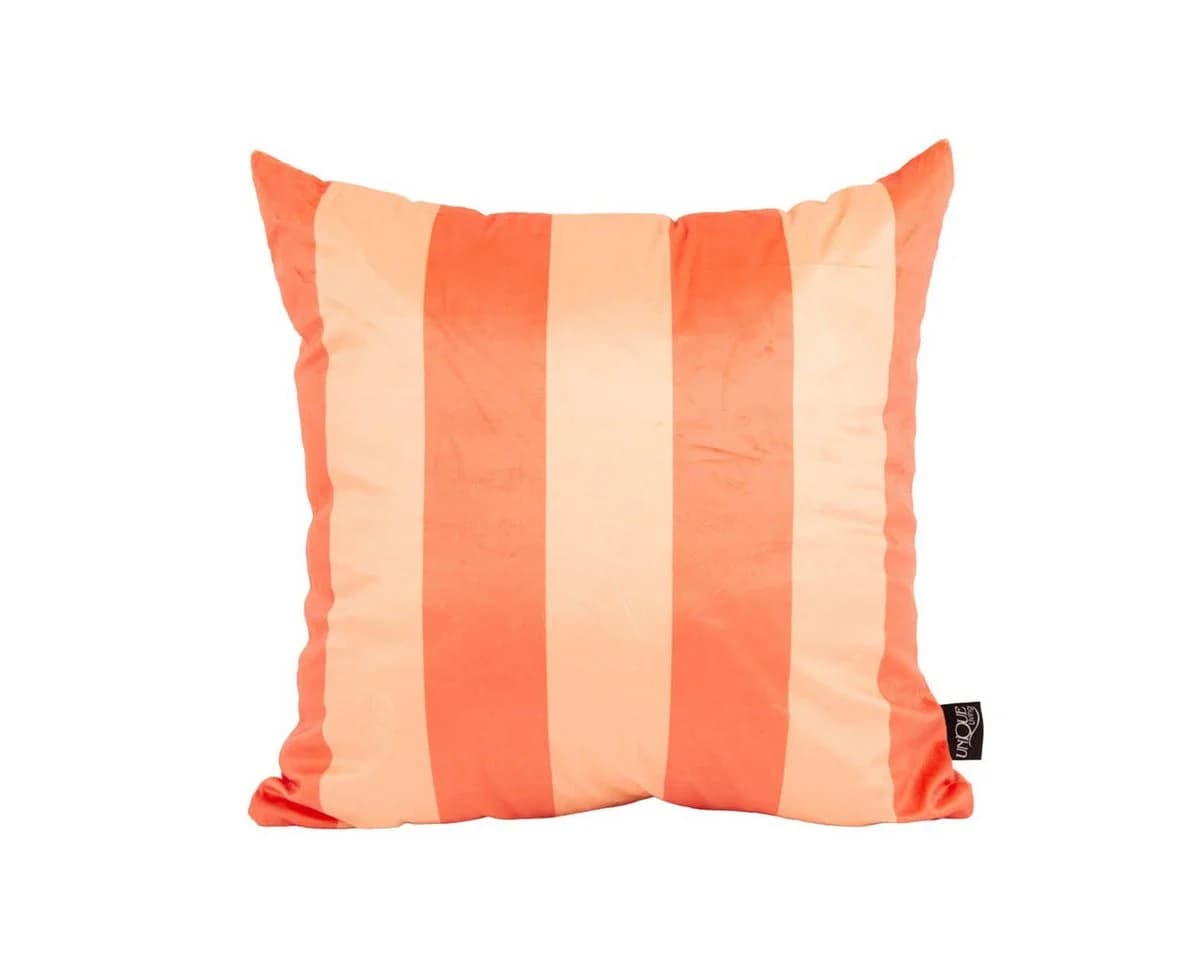 SCHÖNER LEBEN Samtkissen Peach Orange Streifen 45x45 cm - Bild 2