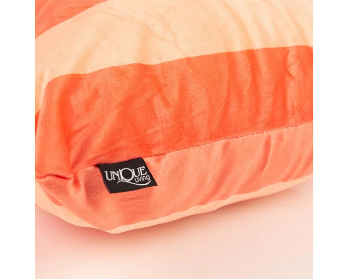 SCHÖNER LEBEN Samtkissen Peach Orange Streifen 45x45 cm - Bild 3