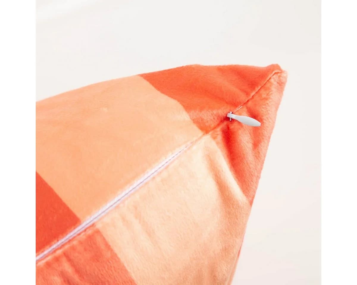 SCHÖNER LEBEN Samtkissen Peach Orange Streifen 45x45 cm - Bild 5