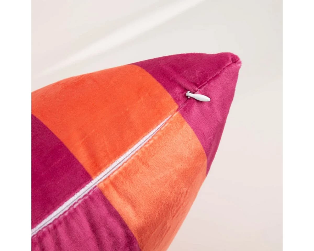 SCHÖNER LEBEN. Dekokissen Samtkissen Kissenhülle Streifen Orange Pink - Bild 5