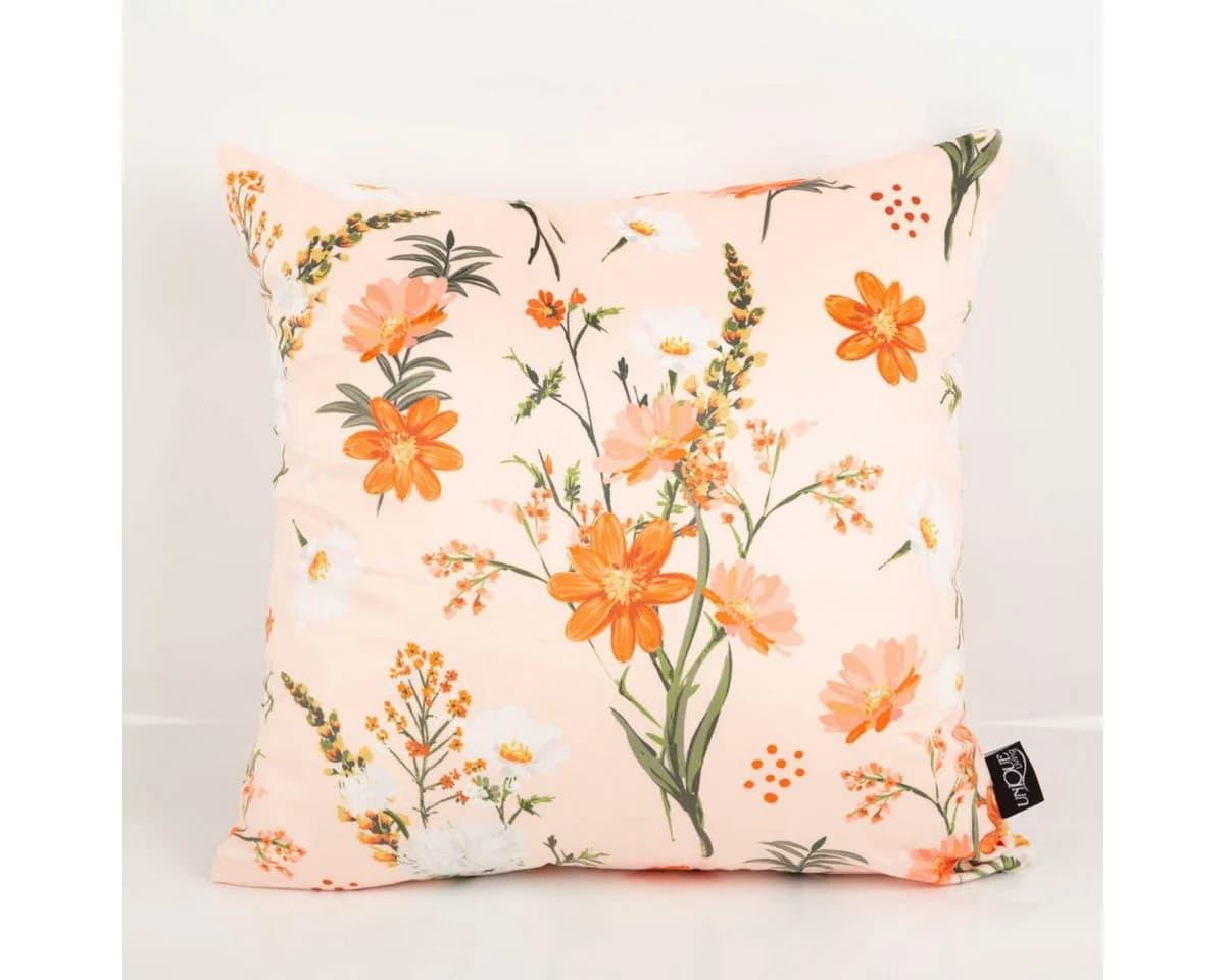 Schöner Leben Samtkissenhülle Blumenmotiv Apricot Orange 45x45 cm
