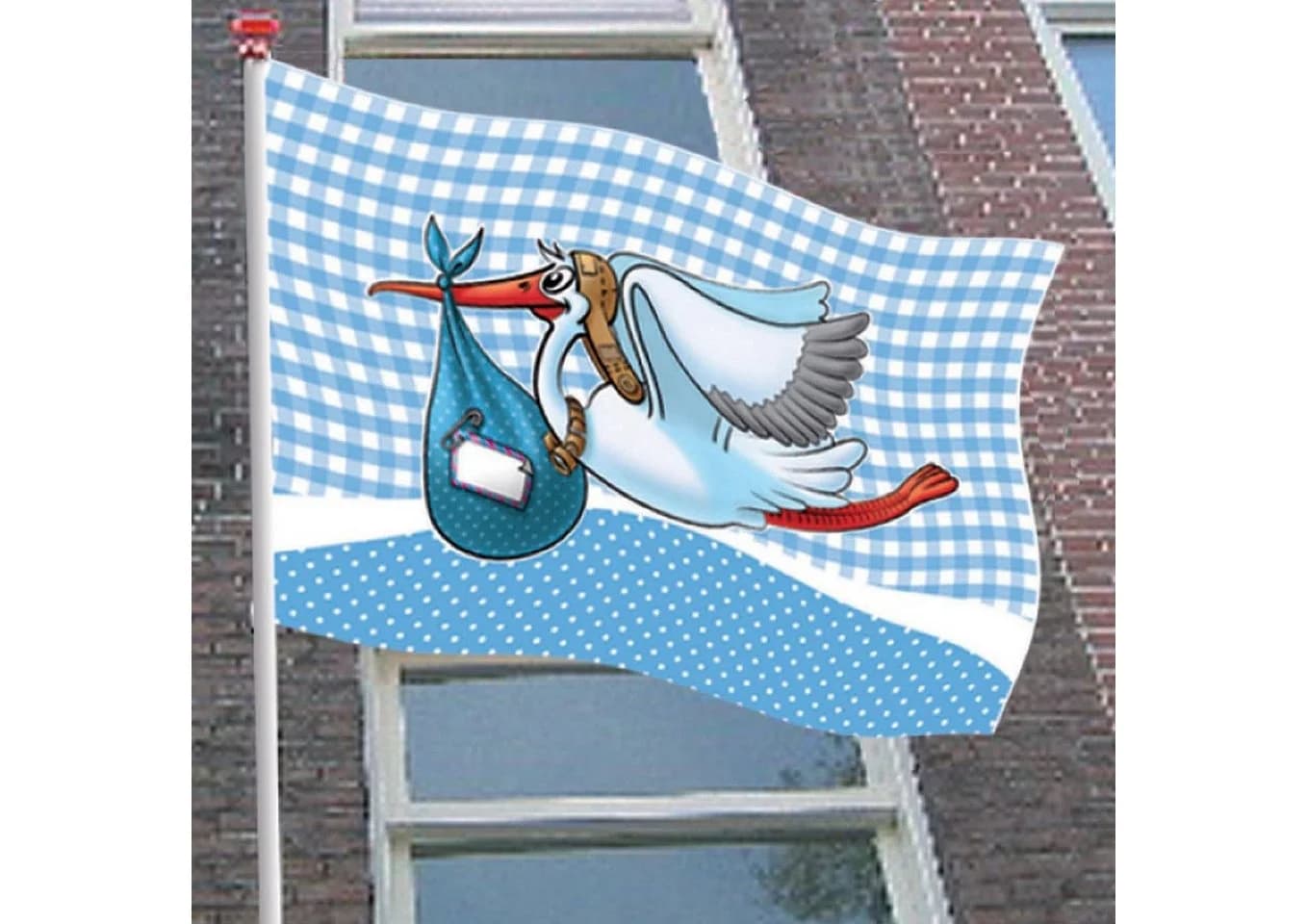 Folat Hängedekoration Storch Baby Fahne Hellblau