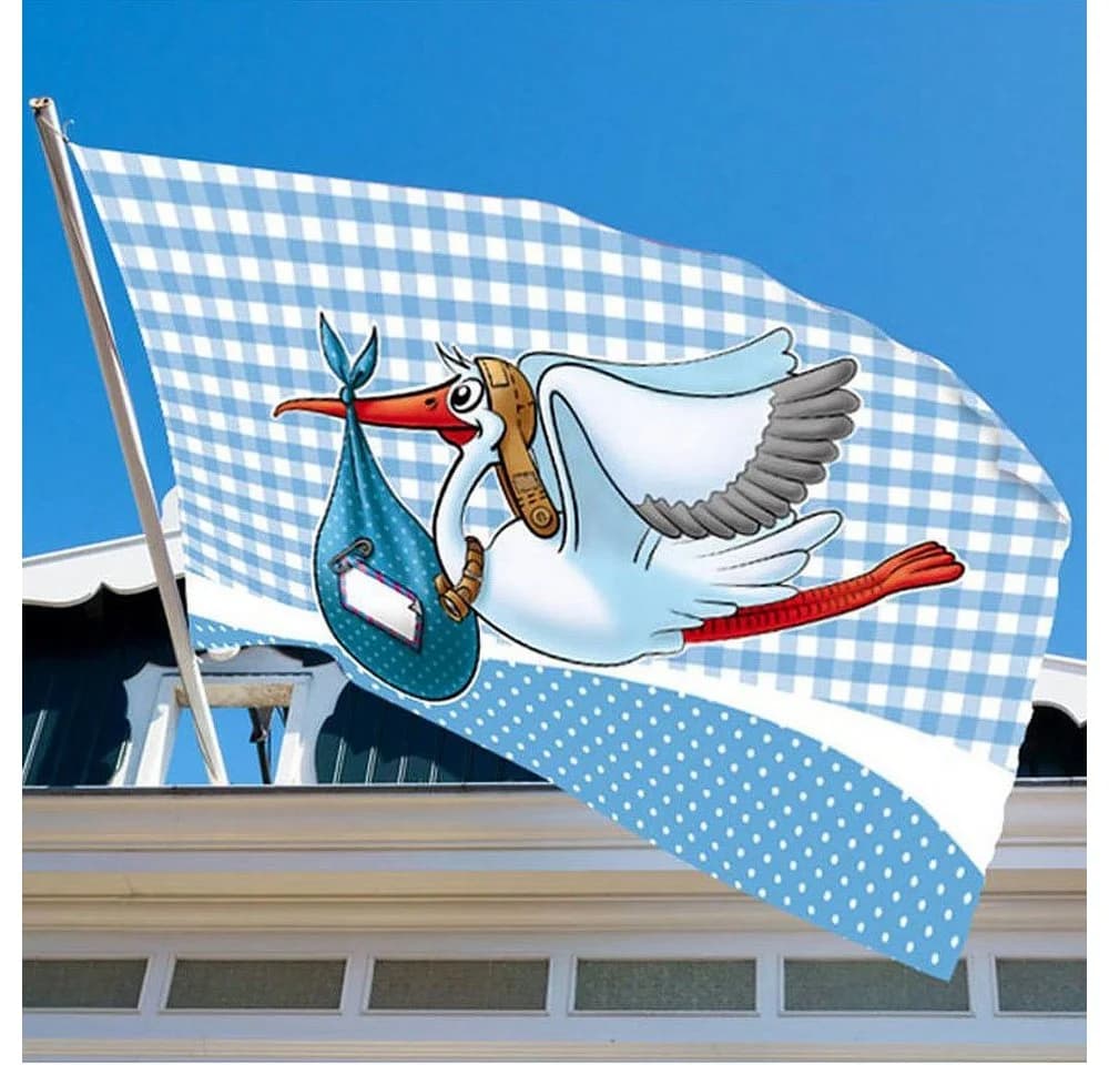 Folat Hängedekoration Storch Baby Fahne Hellblau - Bild 4