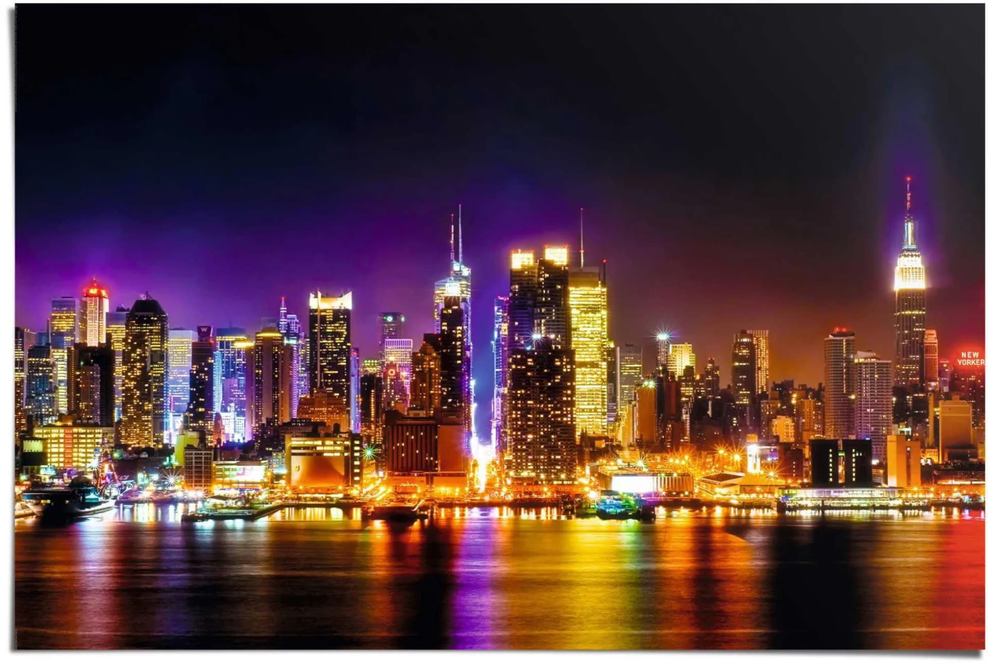 Poster REINDERS Manhattan Skyline Reflektionen Bunt