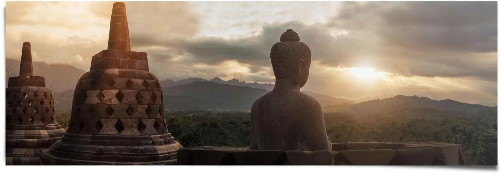 REINDERS Poster Buddha Tempel Borobudur Braun Panorama